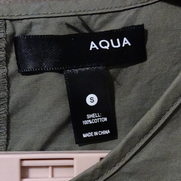 Aqua Ruffled Puff Sleeve Poplin Tiered Mini Dress SIZE SMALL - Picture 2 of 4